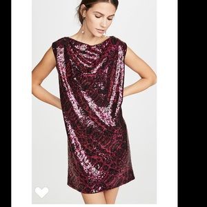 NEW Rta Stevie sequin mini dress pink leopard xs